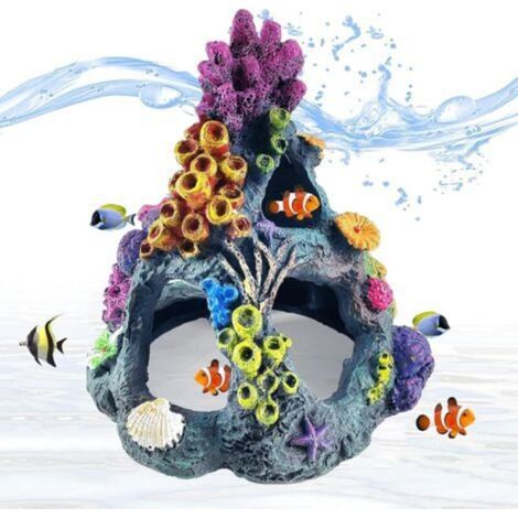 Pr Betta Coral Decoration for Resin Aquarium, Mountain Cave Ornaments for Betta Fish, Coral Aquarium Coral Decorations Fish Shelter Aquarium Betta Fish Refuge (1/5)