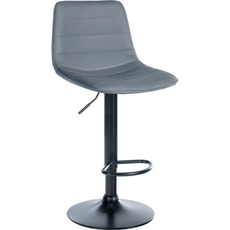 Taburete de bar Lex en piel sintética Gris Negro
