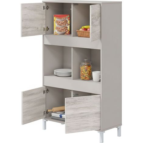 Credenza Mezzate, Madia Cassetti, 3 Ripiani, Apertura Push Pull, 78x33x134h cm Beige