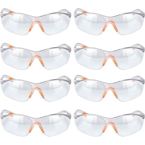 8pcs Lunette de Protection Travail, Lunette Protection Chimie, Transparente Lunettes avec Pont-de-Nez, S'applique à Travaux Extérieurs (Tels Construction Electrique, Ski) (1/5)
