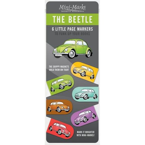 Marcapáginas magnéticos con forma de coche - Volkswagen Beetle, Garbus, 6 unidades
