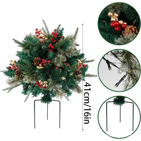 Filler De Potager De Noël - Arbre Artificiel Éclairé À LED Blanc Chaud - Pour Urnes De Jardin Ou Intérieur - Avec Minuterie 6H/18H - 20 Lumières - PVC - 2 Pièces (1/5)
