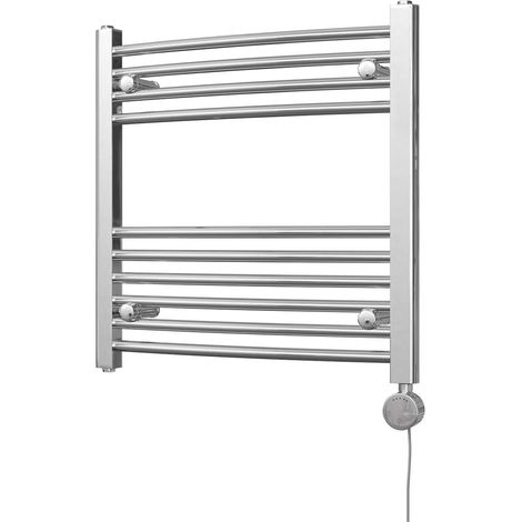 Zennor - Chrome Electric Towel Rail H600mm x W600mm Curved 200w Thermostatic (1/3)