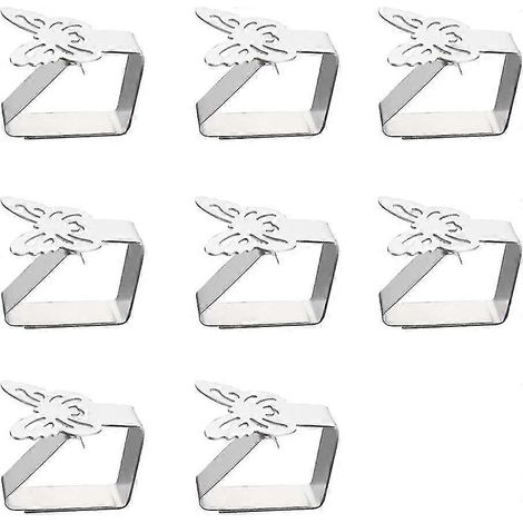 pinces de fixation papillon en acier inoxydable pour nappe. Support de nappe pour table. Épaisseur de la table maximale : 3 cm. (1/4)