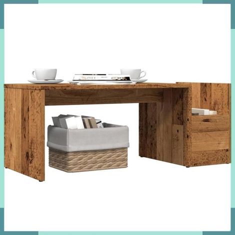 856056 Table basse vieux bois 90x45x35 cm bois d'ingénierie (1/5)