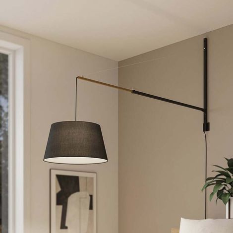 [GEBRAUCHT] B-Ware Lucande Wandleuchte Beleza LED Wandlampe ausziehbar schwarz gold 150cm Höhe (1/2)