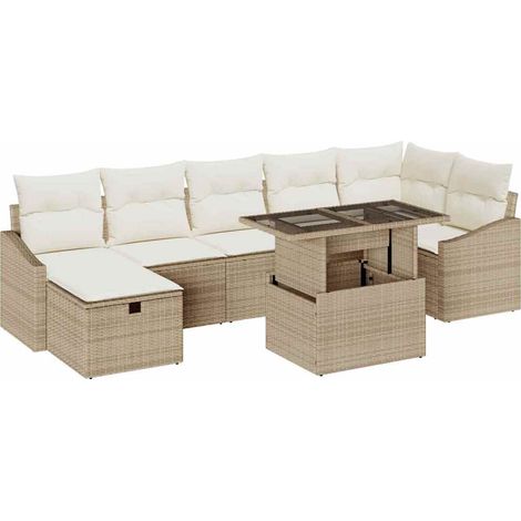 Maison Exclusive - Set Divano da Giardino con cuscino 8 pcs Beige Poly Rattan