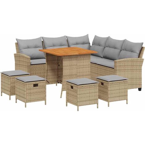Maison Exclusive - Set Divano da Giardino 6 pz con Cuscini a L Beige in Polyrattan