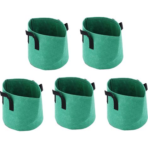 Lot de 5 sacs de culture de 3 gallons (11,4 litres) en tissu non tissé, pots de jardinage pour légumes, pommes de terre, tomates et fleurs, vert clair. (1/5)