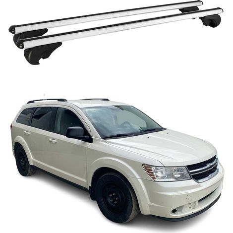 OMAC Aluminium Dachträger Querträger für Dodge Journey 2008-2021 – TÜV / DIN 75302:2019 – Abschließbar – Max. 75 kg – 2 Stangen Silber (1/5)