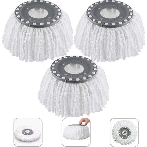 Includes 3 microfiber mop heads, 1 mop head, 1 round replacement mop head and 1 360° rotating mop head for 360° rotating fringe mops (16 cm diameter). (1/5)