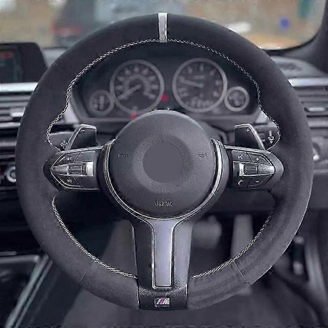 Housse de volant pour BMW M Sport F30 F31 F34 F10 F11 F07 X1 X2 X3 F25 F32 F33 F36 F48 F39 - Accessoires auto (fil orange) (1/4)