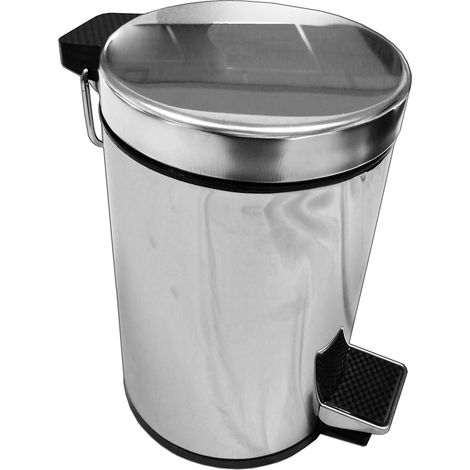 Pattumiera da bagno PLUVIA PRO in acciaio inox cromato 3l