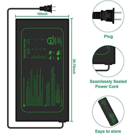 Pflanzen-Heizmatte – Wasserdicht – Beschleunigt die Samenkeimung – Gewächshaus-Heizmatte – 21 W – Größe: 52 × 25 cm – Auch für Reptilien und Amphibien geeignet (1/5)