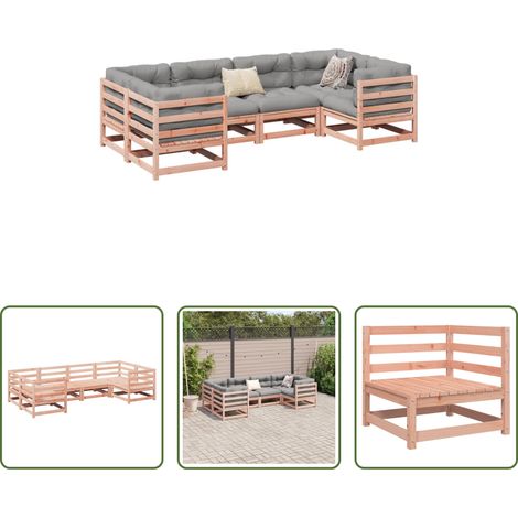 vidaXL Canapé extérieur - Salon de jardin 6 pcs bois massif sapin de douglas (1/5)