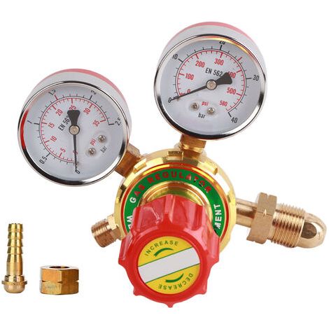 Manómetro de acetileno WX YQE-03/60 Regulador de presión de gas acetileno para kit de soldadura y corte con soplete de gas G5/8 CGA580 (1/5)