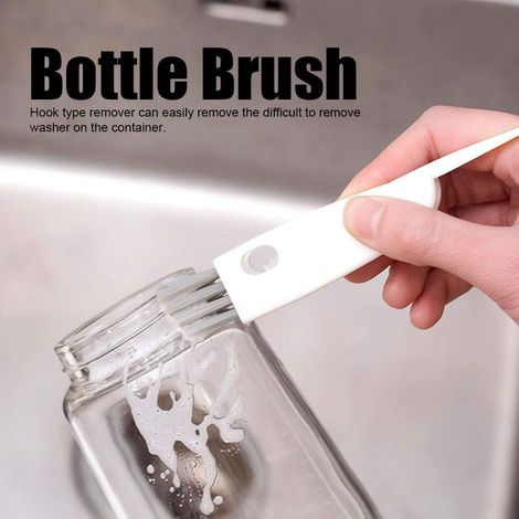 Brosse de tasse 3 en 1 Mini tasse couvercle brosse de nettoyage cuisine vaisselle brosse de nettoyage bouchon de bouteille outil de nettoyage multifonctionnel fenêtre de bureau 2 pièces (1/4)