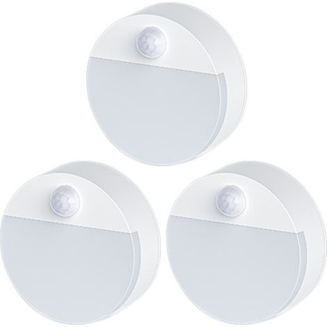 Lampe à détection corporelle [Luminaire mural] + [LED] + [Kit 3] avec détecteur intelligent, alimentation par piles AAA