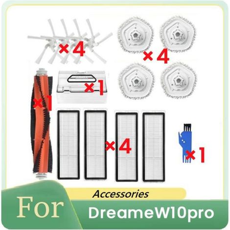 15 Pièces pour Kit D'Accessoires pour Aspirateur pour Dreame W10 Pro, Brosse Latérale Principale, Filtre, Balai, Pièces de Rechange (1/4)