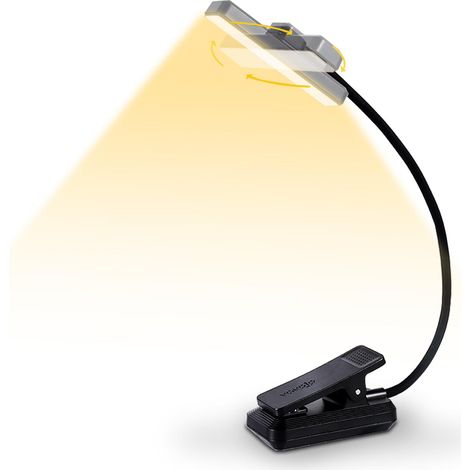 Ansteckbare Leselampe mit drehbarem Clip, 24 LEDs, USB-aufladbar, für tragbare, kabellose Bücher (1/5)