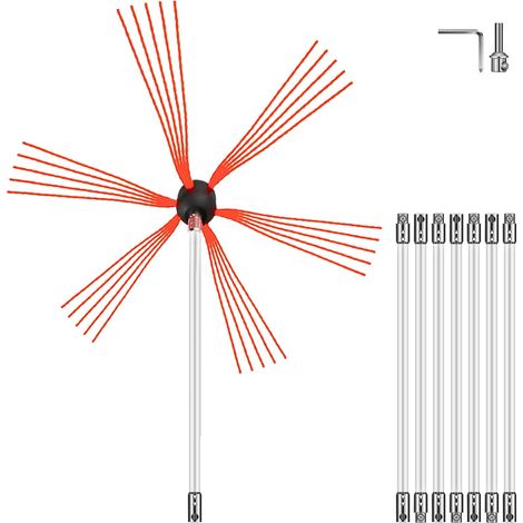 Brosse Nettoyeur de Cheminée 8m, Kit de Ramonage de Cheminée en Nylon 8 Tiges Flexibles 1m de Ramoneur de Cheminées, pour Poêle à Pellet, Nettoyage de Cheminées en Métal ou en Brique (1/5)