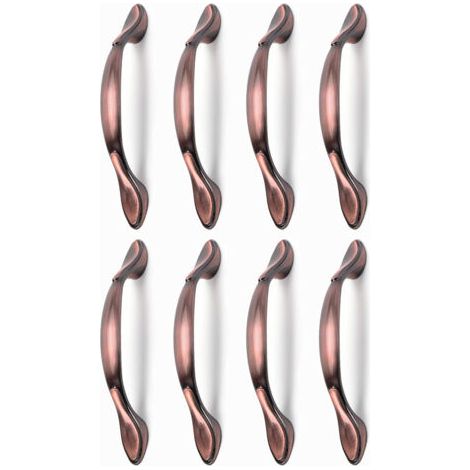 8 pcs Vintage Poignées de Porte de Meubles, Poignées d’Armoire Vintage en Forme d’Arc Poignée Tirer Meubles (Entraxe des trous 96 mm, bronze rouge) (1/5)