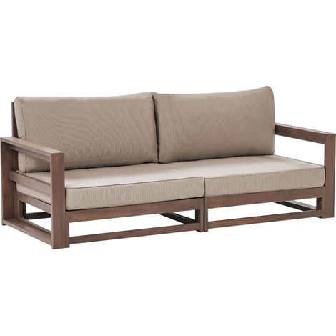 Gartensofa 2-Sitzer TIMOR modular zertifiziertes Akazienholz Dunkelbraun (1/5)