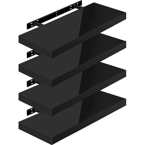 WOLTU 4 x Étagère Murale, Tablette Murale Panneau de Bois, Étagère Flottante, Étagère à Livres, 60x22, 9x3, 8cm, Nior RG9478sz-4 (1/4)