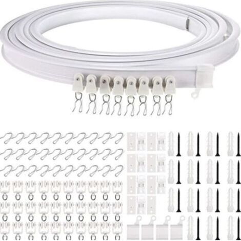 5 Mètres Rail de Plafond Pliable Rail de Rideau Incurvé Montage de Rideau de Plafond Flexible Rail de Fenêtres Courbes pour Rail de Rideau avec Système de Rail Rideau Lit Diviseur, Rail de Plafond (1/5)