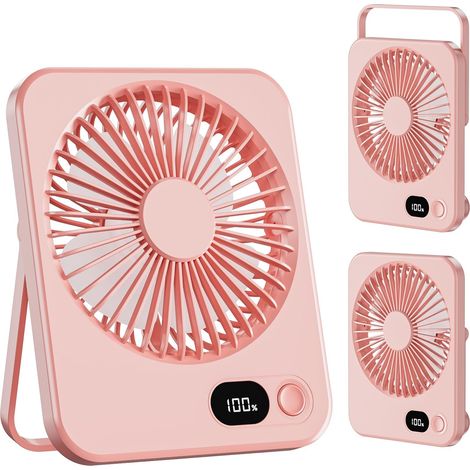 5 Vitesses Ventilateur de Bureau, Mini Ventilateur Portable avec Batterie Rechargeable de 1200 mAh Silencieux  180° Inclinable Petit Ventilateur Maison/Bureau/Voyage/Extérieur rosa