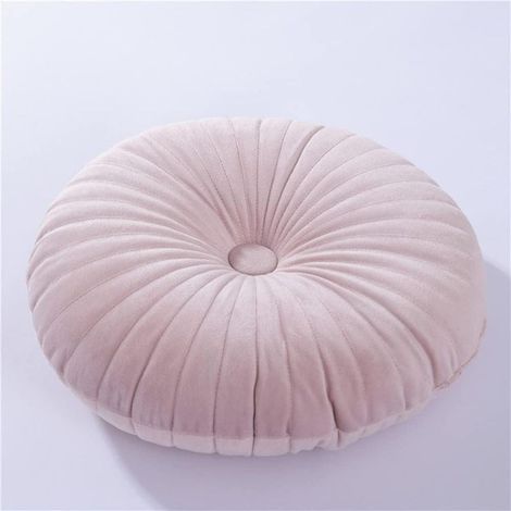 Coussin rond en velours motif citrouille – 40 cm – Convient pour salon, canapé, lit, sol (rose) (1/5)