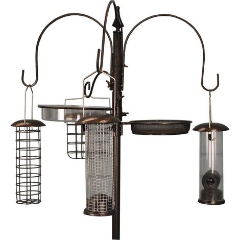 Metal Complete Bird Feeding Station with 4 Feeders
