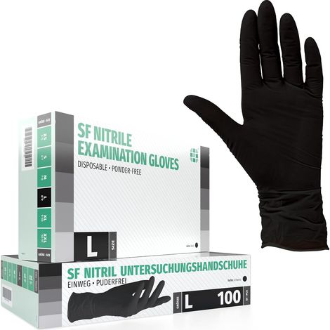 Gants nitrile L noirs – 100 gants jetables, non poudrés, sans latex, résistants, pour la cuisine, l’usage médical, le ménage, la mécanique, le tatouage, la coiffure, l’usage alimentaire (1/5)