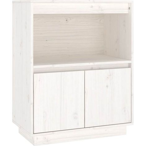 Sideboard/Anrichte/Buffet Weiß 60x34x75 cm Massivholz Kiefer LXWW223435 (1/5)