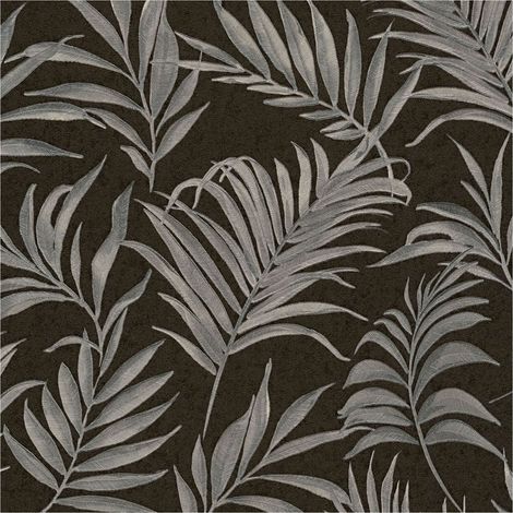 Nature wallpaper wall Profhome 791087 hot embossed non-woven wallpaper textured with floral ornaments and metallic highlights black silver anthracite platinum grey 5,33 m2 (1/5)