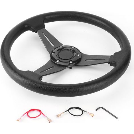 Volant de course de drift 350mm/14in, accessoire universel de remplacement modifié, couleur noire (1/5)