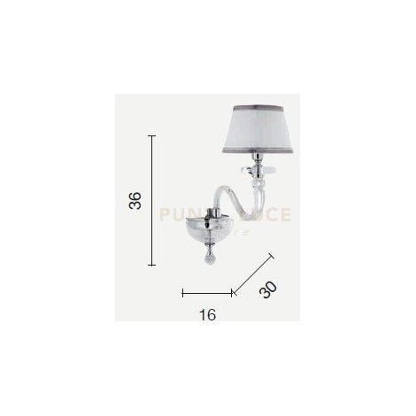 APPLIQUE BACH 1 LUCE CRISTALLO E ORO H.36CM CON PARALUME