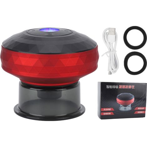 Appareil de massage ventouses électriques 6 vitesses, pression négative et chaleur, effet gua sha, couleur rouge (1/5)