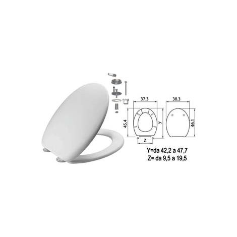 SEDILE WC IN TERMOINDURENTE MAMBO BIANCO CERNIERE INOX H050 coprivaso copriwater SANIPLAST