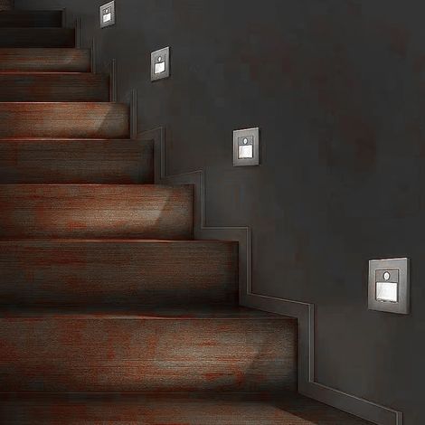 Éclairage d'escalier à détecteur de mouvement, éclairage de luxe à détecteur de mouvement, veilleuse LED encastrée, éclairage d'escalier de couloir, blanc - modèle solaire blanc 6000K (1/5)