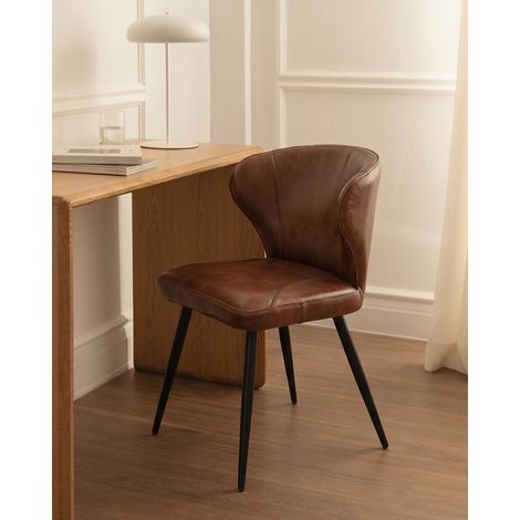 Torré - Chaise en cuir marron et métal (1/5)