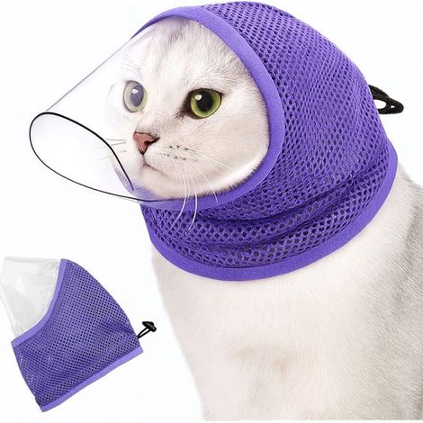 Muselière pour chat respirante - Réglable - 34 cm - Protectrice pendant le toilettage - Taille M - Accessoire de toilettage (1/5)