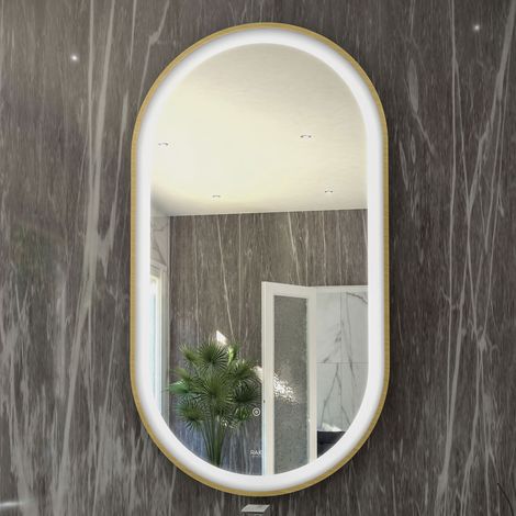 RAK Art Brushed Gold 450mm x 1000mm Oval LED Mirror - RAKARTOVBG5001 (1/2)