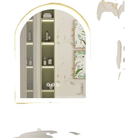 LED-Badezimmerspiegel mit Beleuchtung und Anti-Beschlag, gewölbter Wandspiegel, 3 Farbmodi, Touch-Steuerung, modernes Design und, 90x60CM (36x24inch) (1/2)