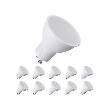 Ampoules LED GU10, équivalent halogène 70 W, 550 ml, blanc chaud 3000 K, faisceau large 120°, spots LED, lot de 10 [Classe énergétique A++] [Ener (1/5)
