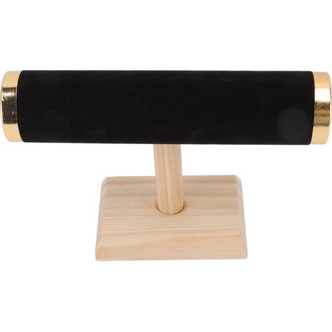 Portable Bracelet Holder with Plush Hairband Storage and Wood Base for Home Decor