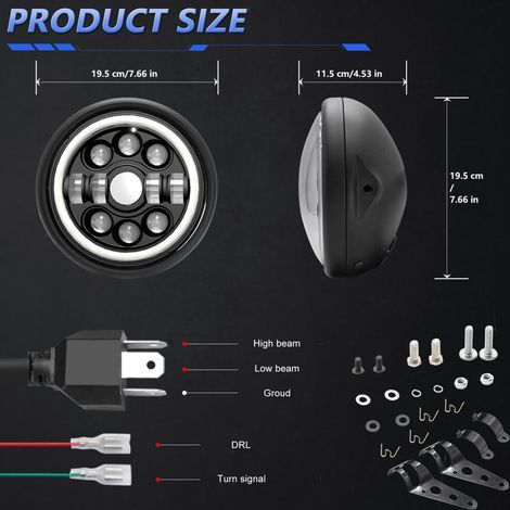 Adapté aux phares ronds à LED de 7 pouces avec clignotants, doté d'un boîtier en aluminium robuste et durable. (1/5)