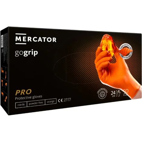 Mercator GoGrip Orange Nitrilhandschuhe, 50 Stück, Größe M (1/3)