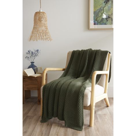 Plaid 125 x 150 cm Polyester tricot uni "Olympia" Le fil d'Ariane - Olympia Kaki - (1/3)