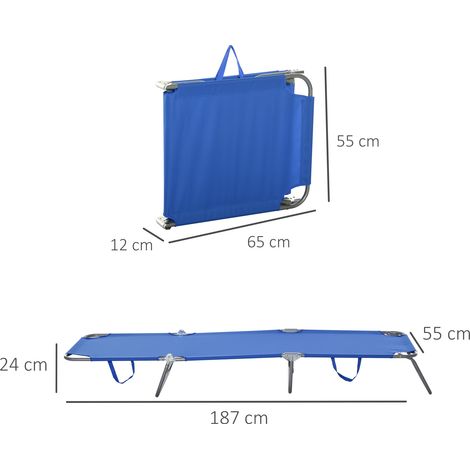Transat, chaise longue de camping, chaise longue pliante avec dossier réglable, charge maximale 120 kg, pour balcon et terrasse, bleu Oxford (1/5)